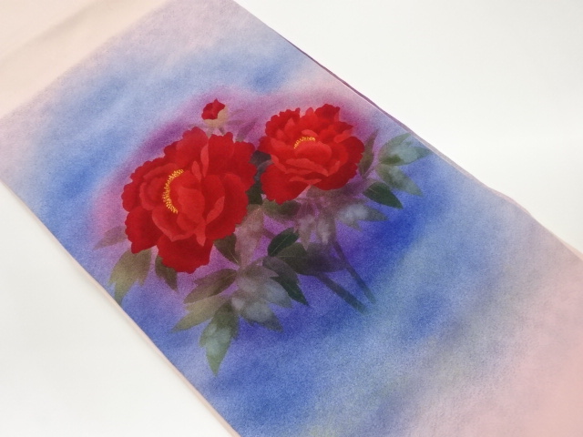 JAPANESE NAGOYA OBI / SHIOZE / KINSAI / PEONY / ARTIST WORK